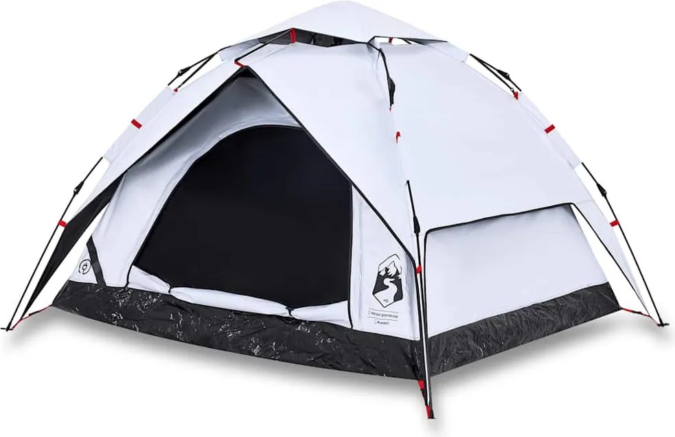 vidaXL Cort de camping 3 persoane, alb opac, setare rapidă, țesătură