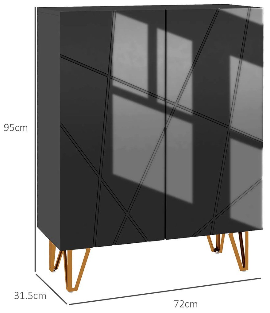 HOMCOM Dulap Îngust pentru Pantofi, Dulap Subțire pentru Depozitarea a 15-20 de Pantofi, 95x72x31.5 cm, Negru | Aosom Romania