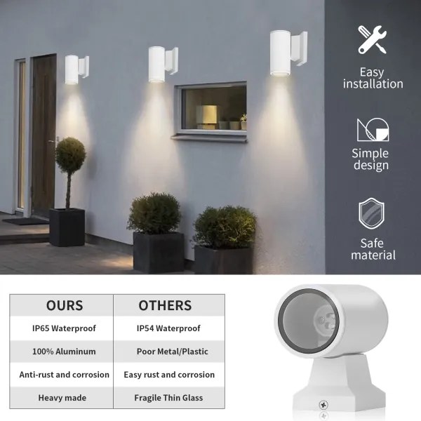Aigostar - Corp de iluminat de perete pentru exterior 1xGU10/230V IP65 alb rotund