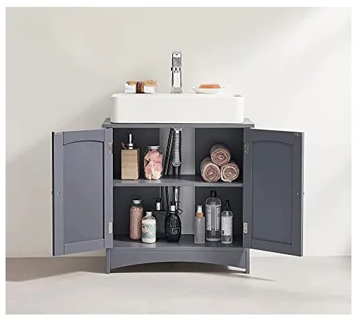 Dulap de depozitare pentru chiuveta, Vasagle, 2 usi, Gri, 60 x 30 x 60 cm