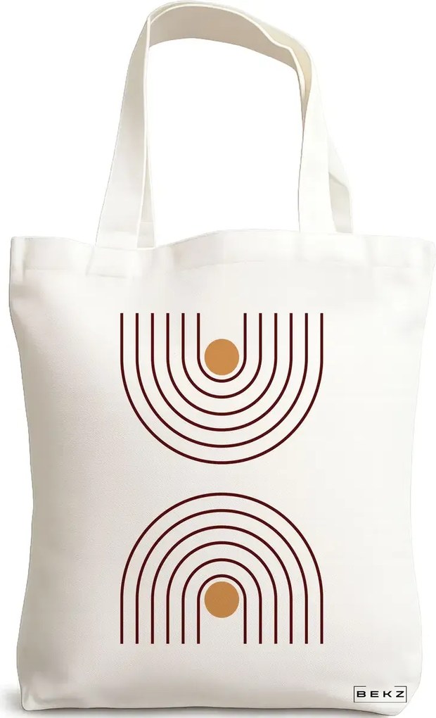 Sacosa de Panza pentru Cumparaturi, Geanta Tote, model Sunshine Arches, 38x34.5 cm, Alba, BEKZ®