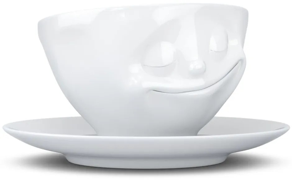 Ceașcă din porțelan pentru cafea 58products Happy, alb, 200 ml