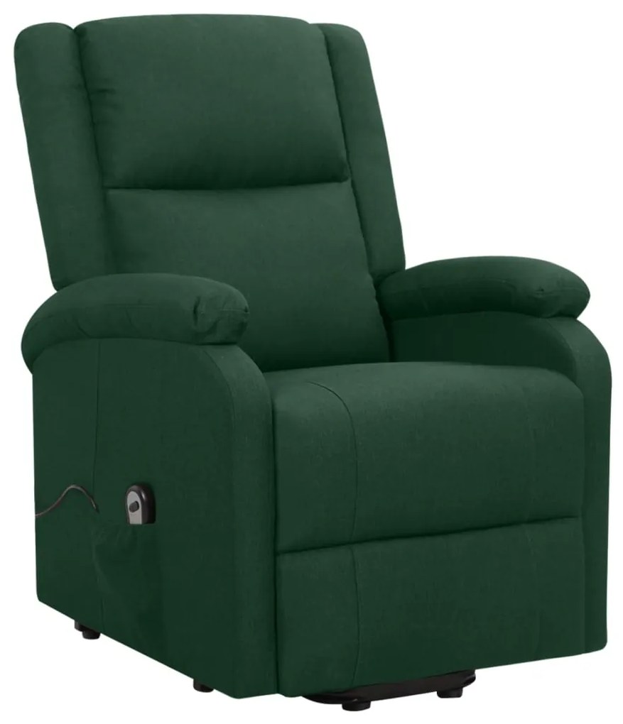 329705 vidaXL Fotoliu cu ridicare, verde închis, material textil