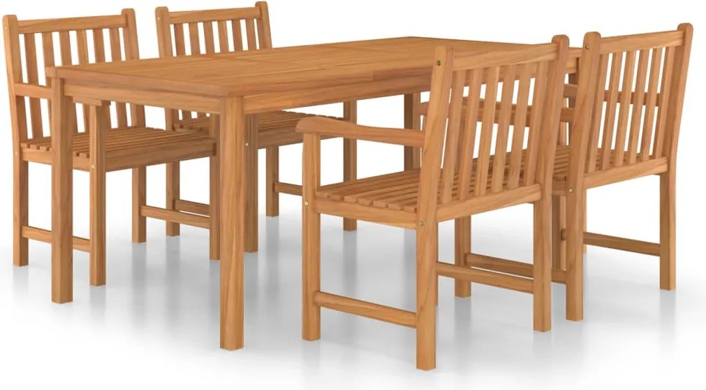 vidaXL Set de mobilier de grădină cu 5 piese, 180x90 cm, lemn masiv de tec