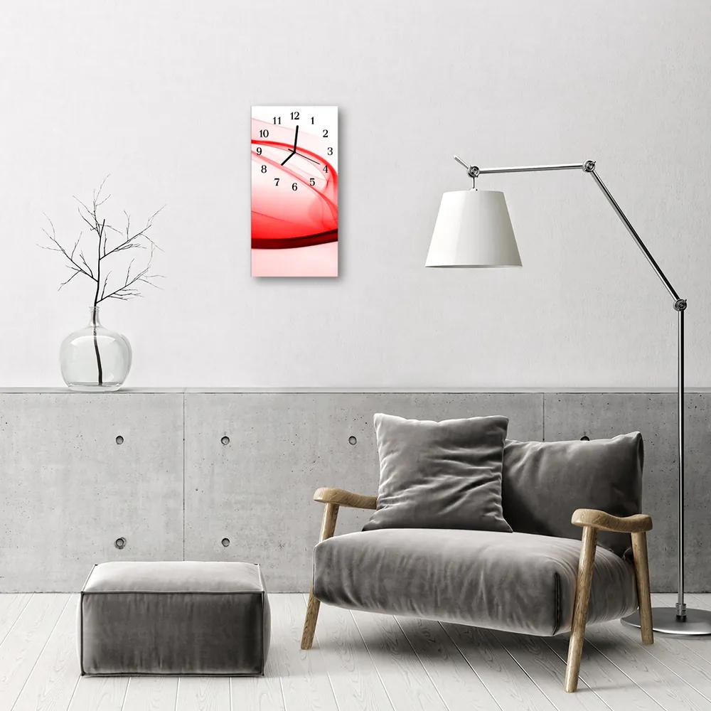 Ceas de perete din sticla vertical Arta roșu val linii