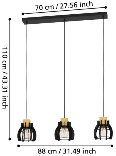 Lustră pe cablu Eglo 43925 STILLINGTON 3xE27/40W/230V