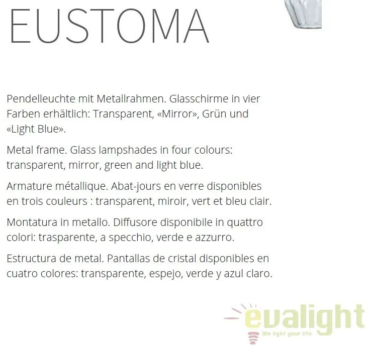 Pendul modern din sticla Eustoma, transparent MYMOD238-PL-01-TR