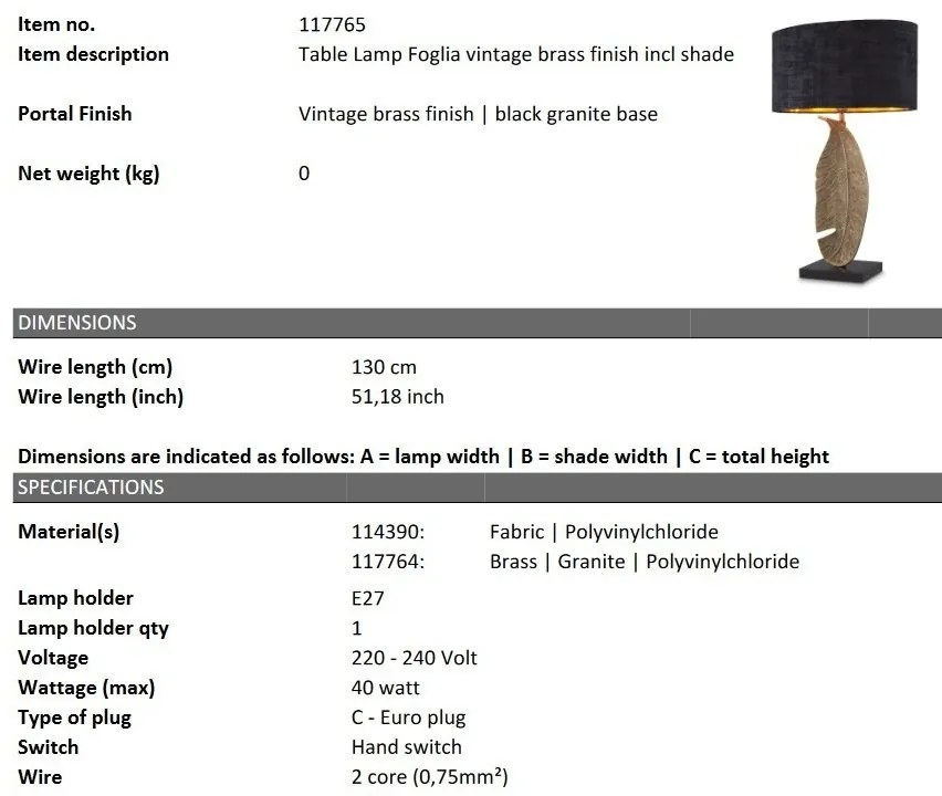 Veioza, Lampa de masa design LUX Foglia