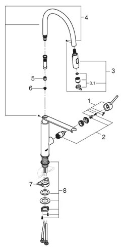 GROHE 31491DC0 - Baterie pentru chiuvetă CONCETTO DN 15, inox