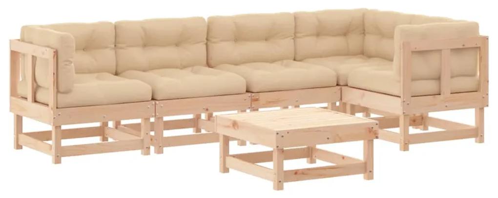 3185983 vidaXL Set mobilier relaxare de grădină & perne 6 piese lemn masiv pin