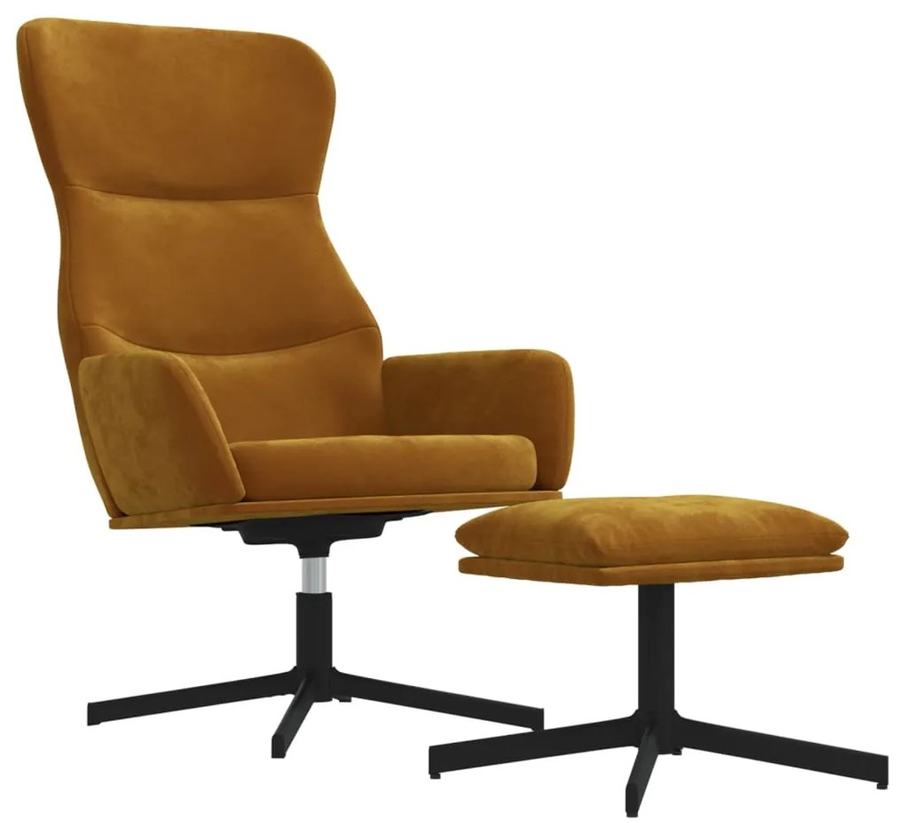 3097492 vidaXL Scaun de relaxare cu taburet, maro, catifea