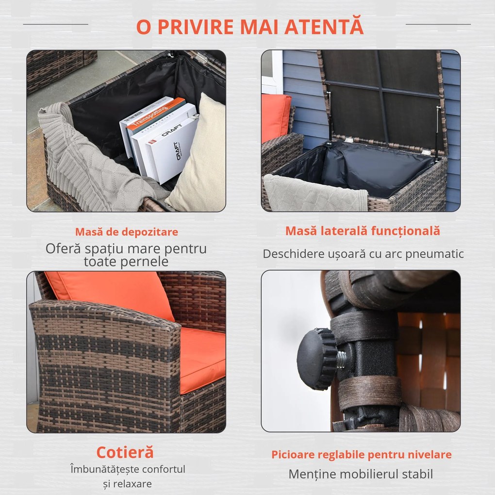Outsunny Set Mobilier de Grădină 6 Piese, Ratan Maro, Confortabil pentru 7 Persoane, Ideal pentru Petreceri în Aer Liber | Aosom Romania