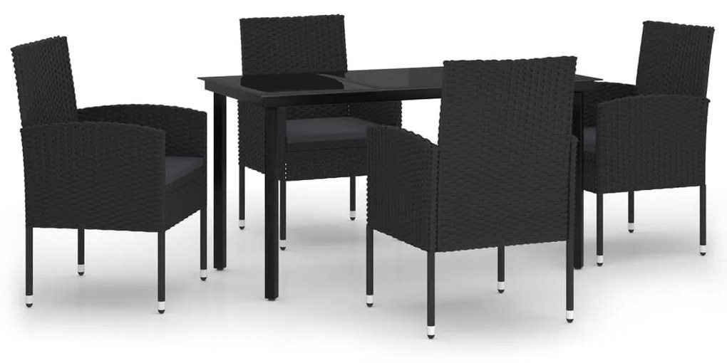 3099615 vidaXL Set de servit masa pentru grădină, 5 piese, negru