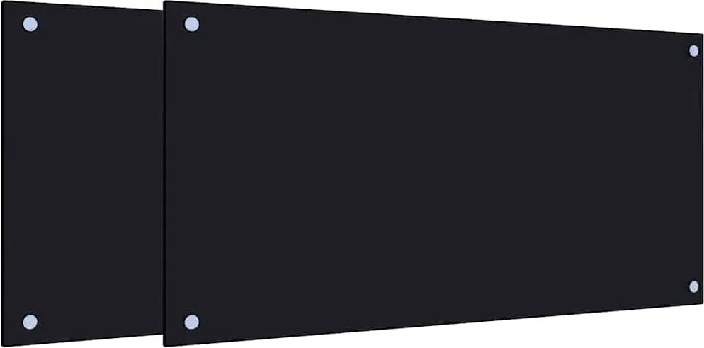 vidaXL Panou antistropi bucătărie 2 buc. negru 80x40cm sticlă securiz.