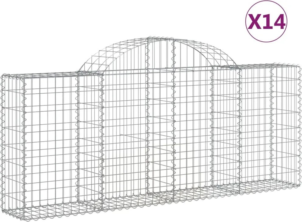 vidaXL Coșuri gabion arcuite 14 buc, 200x30x80/100cm, fier galvanizat
