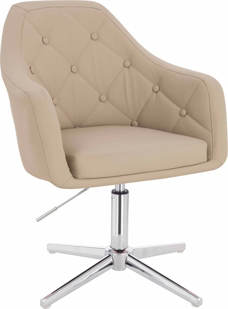 HR831CROSS Scaun Crem Piele Ecologica Premium Soft cu Bază Cromata