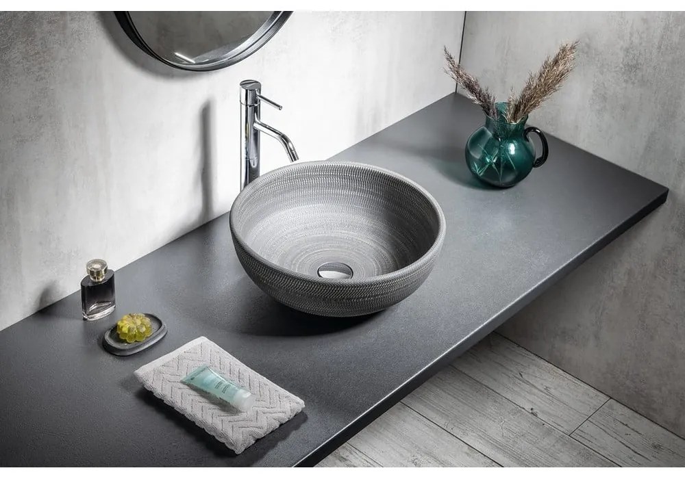 Chiuvetă gri rotundă din ceramică ø 41 cm Priori – Sapho
