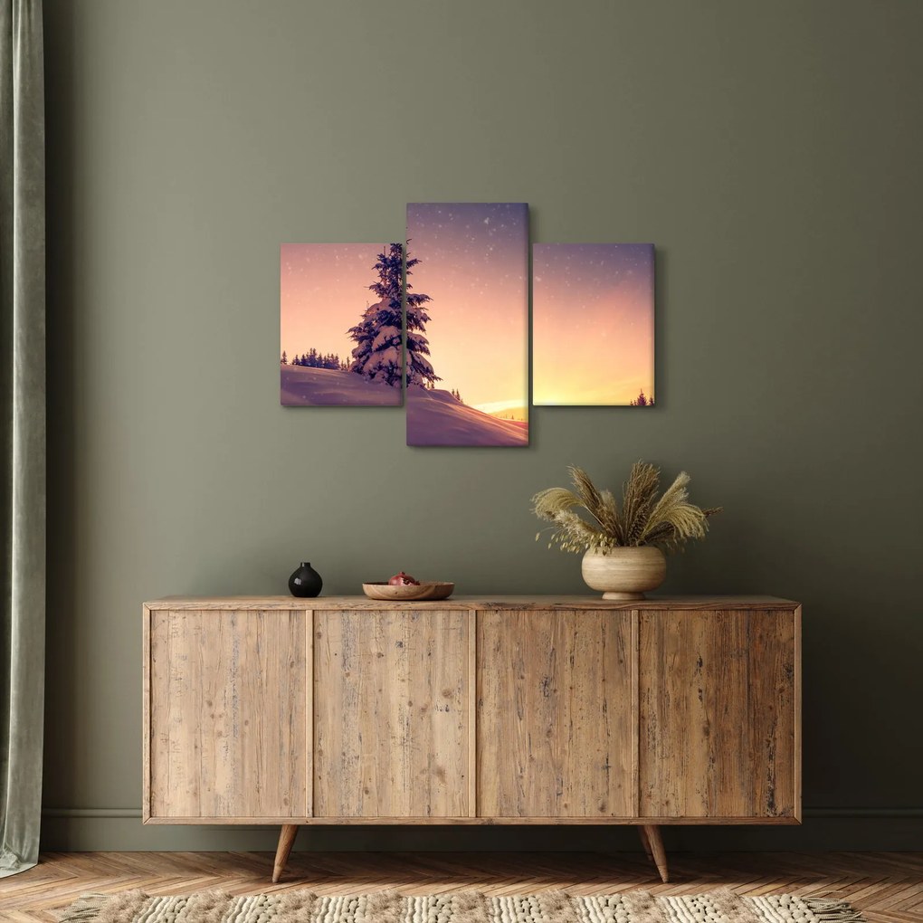 Tablou cu copac înzăpezit pe luncă (90x60 cm)
