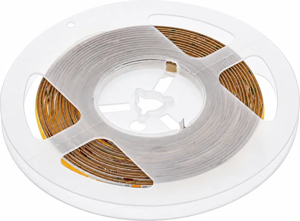 Bandă LED COB GTV pentru mobilier, lumină rece, 320 LED m, 800 lm m, 24V, IP20, 5 m Alb rece, 9 W/m, 24 V, LED Cob, 800 lm/m, 8 mm