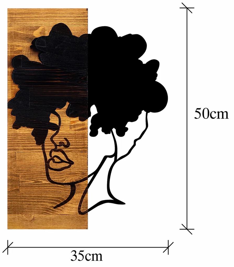 Accesoriu decorativ de perete din lemn African Woman