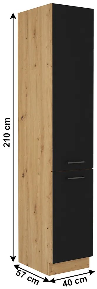 Dulap de bucătărie pentru alimente Meriel 40 DK 210 2F (negru + stejar artisan). 1033990