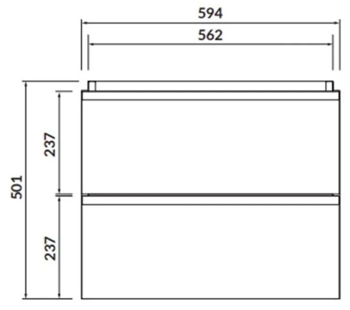 Dulap baie suspendat Cersanit Virgo 60 pentru lavoar incastrabil, alb cu manere negre Alb maner negru, 600 x 400 mm