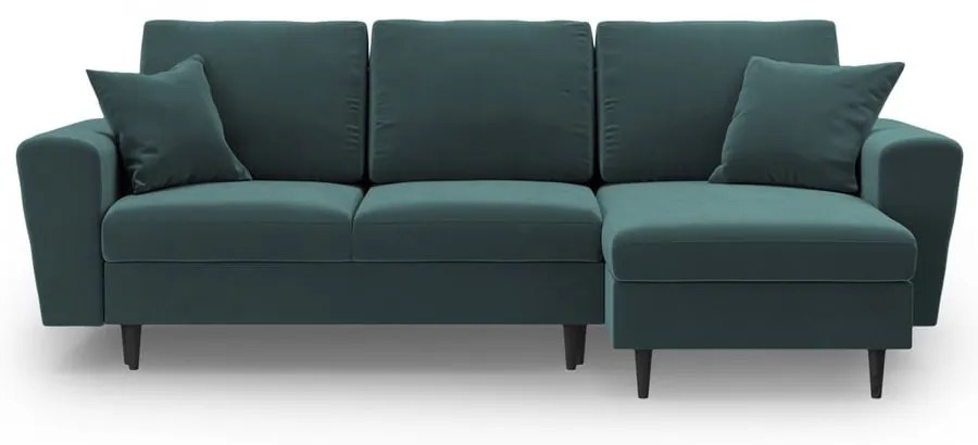 Colțar petrol extensibil, cu spațiu de depozitare cu tapițerie din catifea Kyoto – Cosmopolitan Design