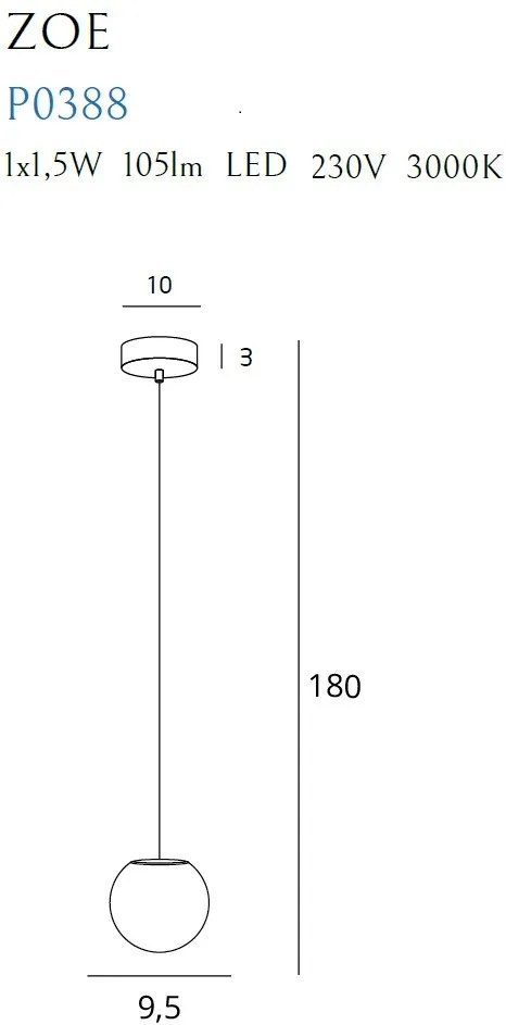 Lustra LED, Pendul suspendat ZOE crom P0388 MX