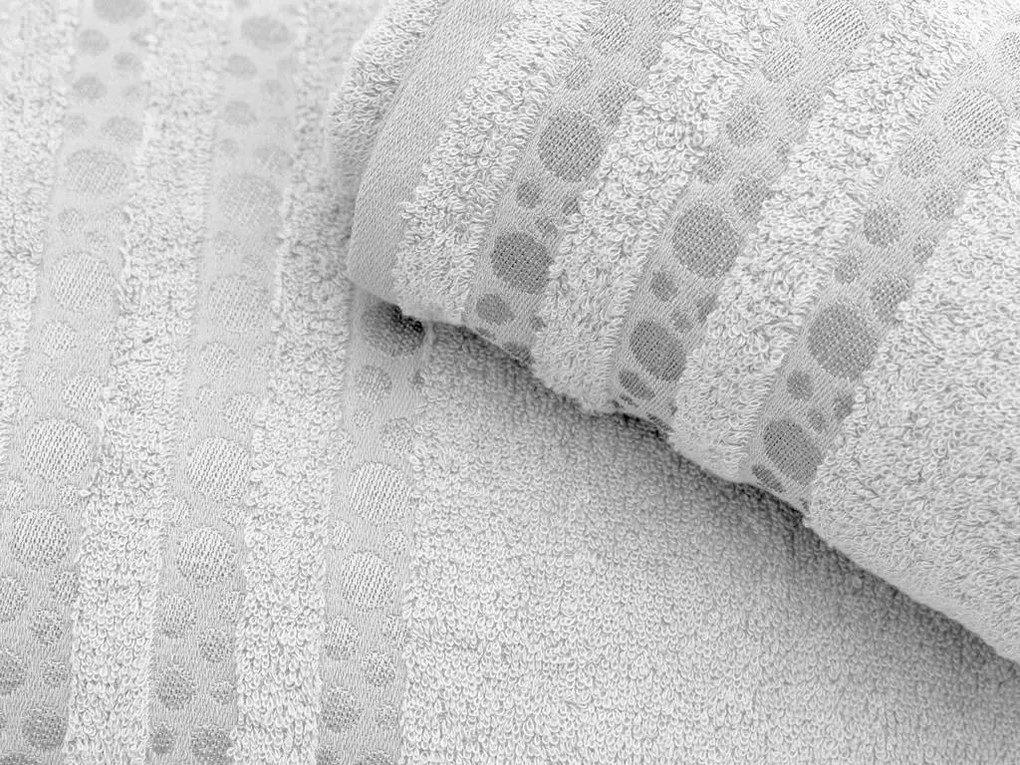 Prosop de baie din bambus DOTS alb