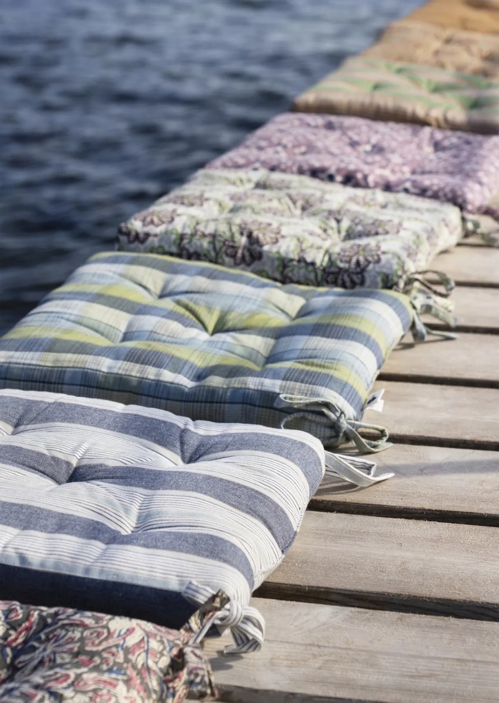 Pernă pătrată pentru scaun din bumbac în dungi, 45×45 cm, „Stripe Chair Pad"