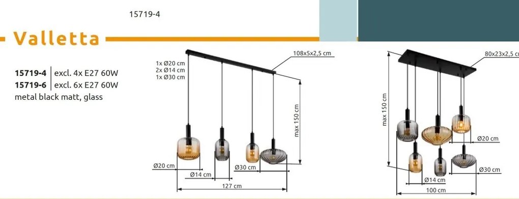 Lustra suspendata design modern VALLETTA 4L