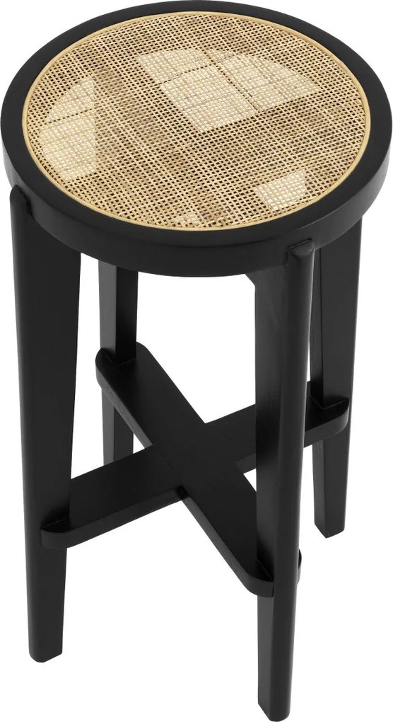 Scaun de bar din lemn finisaj negru design modern Dareau, H-76,5cm 114381 HZ