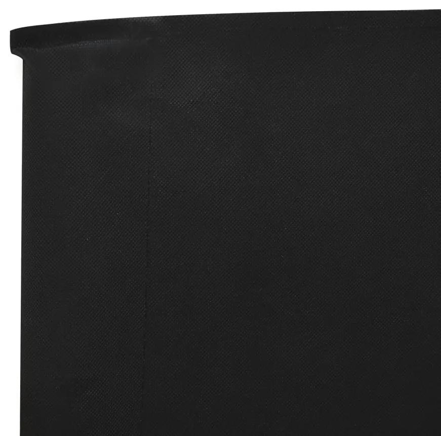 Paravan anti-vant cu 5 panouri, negru, 600 x 80 cm, textil Negru, 600 x 80 cm