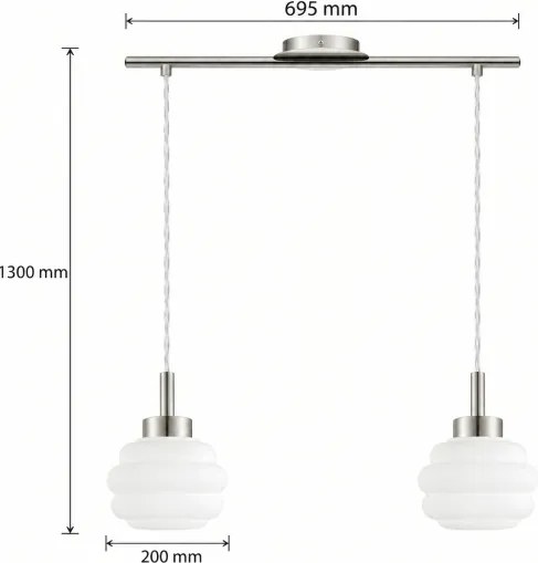 BRILAGI - Lampă suspendată LED pe cablu RETRO GLASS 2xE27/60W/230V crom mat/alb