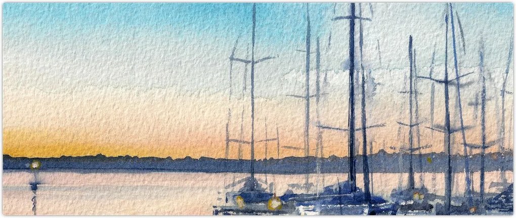 Tablou - Plimbare cu barca, aquarel (120x50 cm)