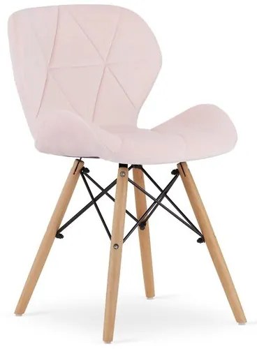 Scaun stil scandinav, Artool, Lago, catifea, lemn, roz, 48x43x74 cm