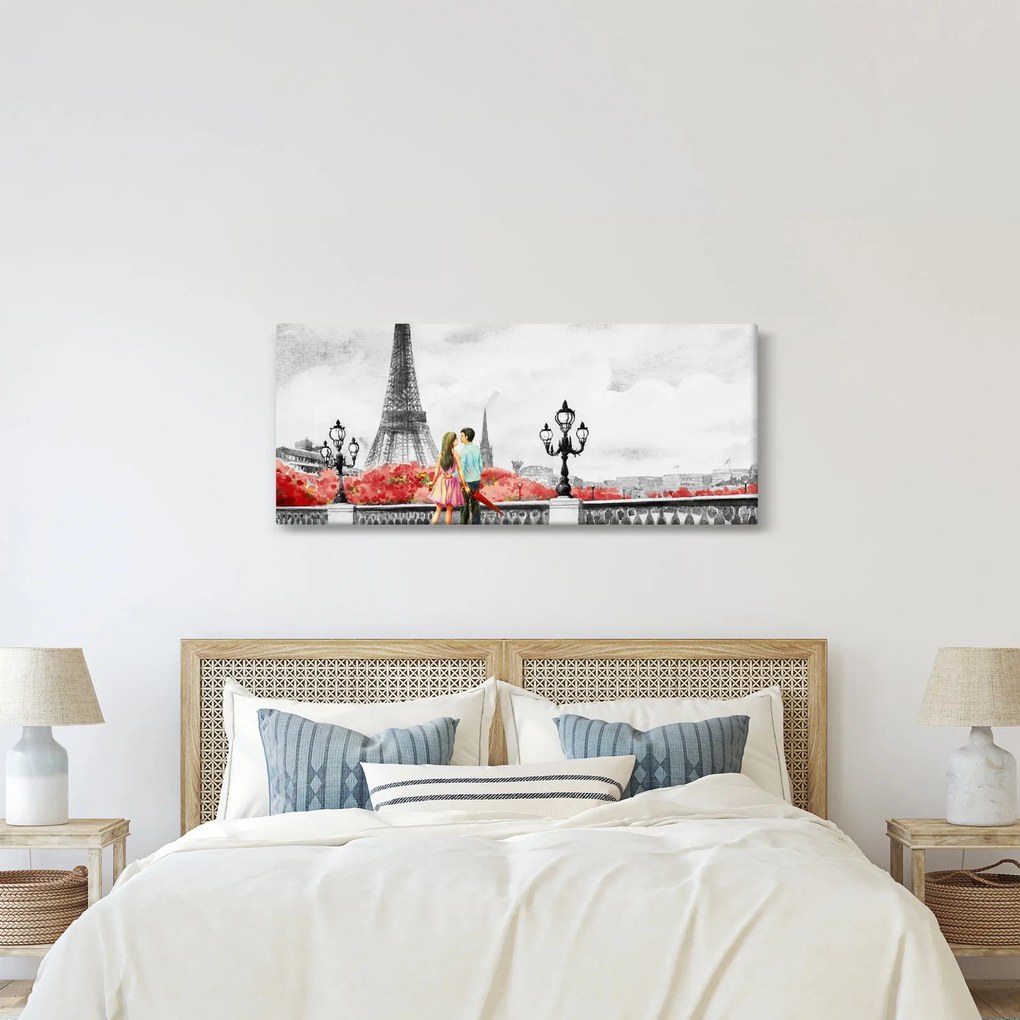 Tablou îndrăgostiții în Paris (120x50 cm)