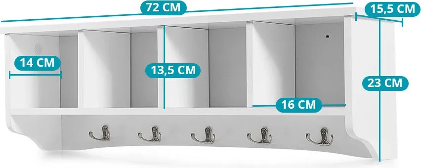 Cuier de perete cu compartimente de depozitare