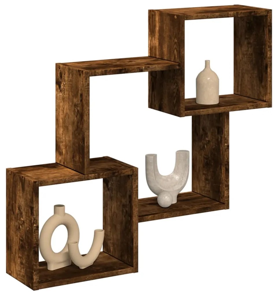 vidaXL Dulap de perete, 78x18x71 cm, stejar fumuriu, lemn prelucrat
