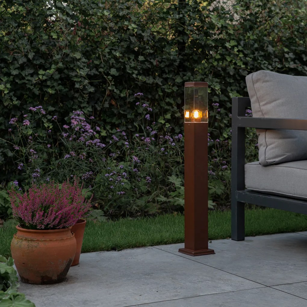 Stâlp de iluminat inteligent de exterior maro rugină 80 cm, inclusiv WiFi P45 - Malios