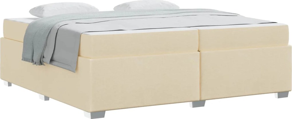 vidaXL Cadru de pat cu saltea Crem 200 x 200 cm țesătură