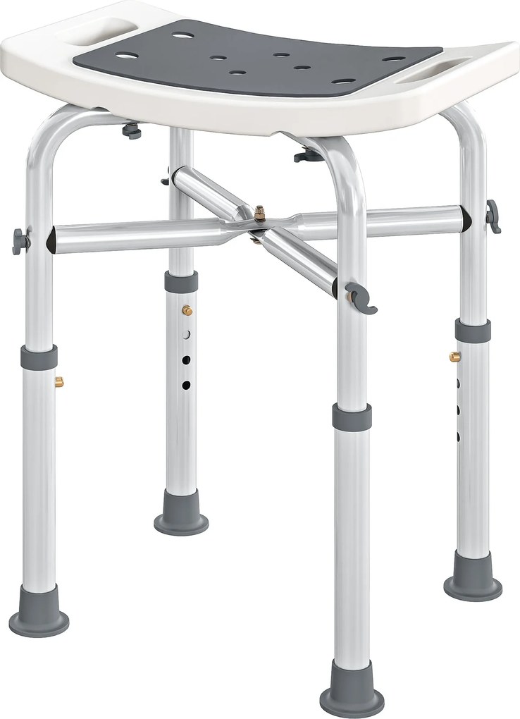 HOMCOM Taburet de duș scaun de duș - șezut căptușit și reglabil, talpi cu ventuze antiderapante, aluminiu gri | Aosom Romania