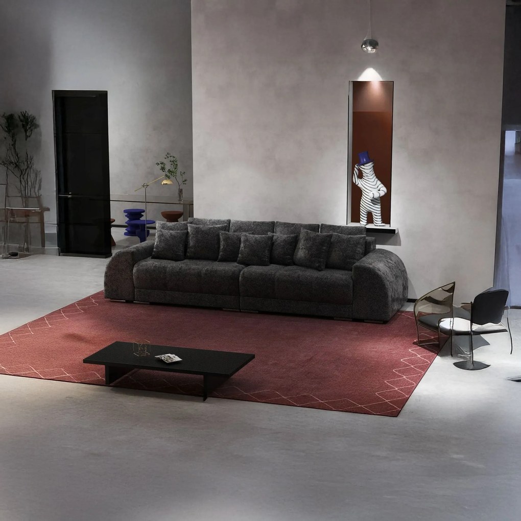 Canapea extensibilă dumonde cu 2 lăzi de depozitare si sezut confortabil din spuma high-density, Verona Euphoria Black 310x100 cm