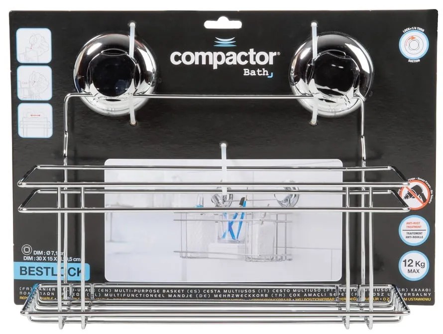 Raft pentru baie argintiu autoadeziv din metal Bestlock Bath – Compactor
