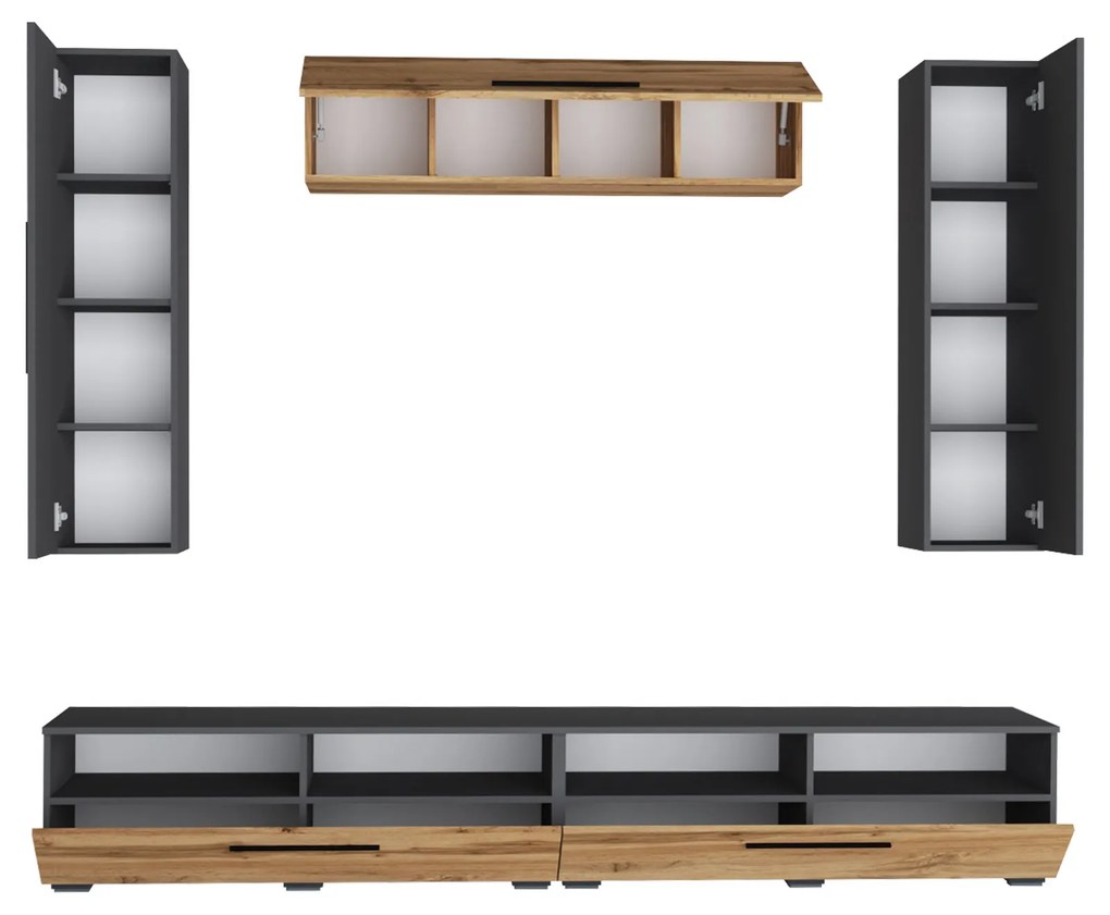 Living haaus Haga V19, Antracit/Stejar Wotan, L 240 cm