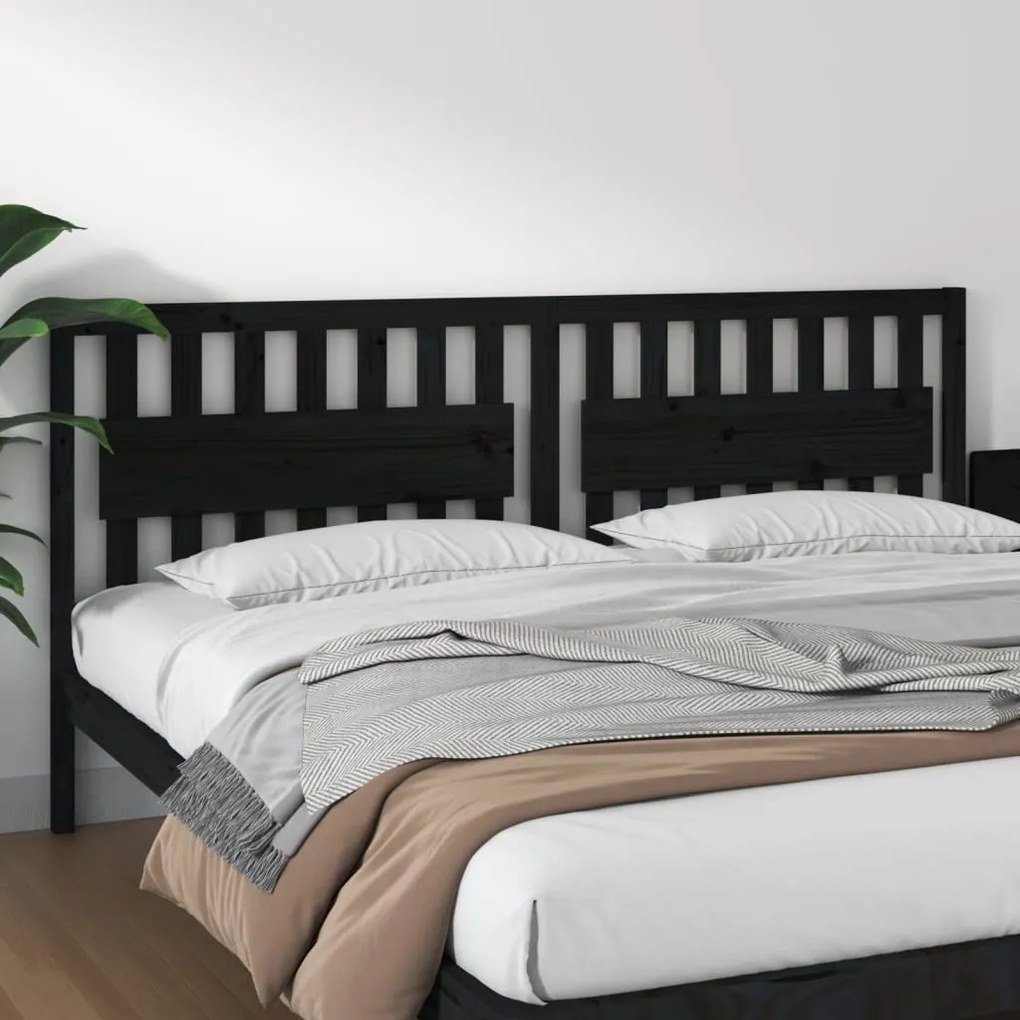 vidaXL Tăblie de pat, negru, 205,5x4x100 cm, lemn masiv de pin