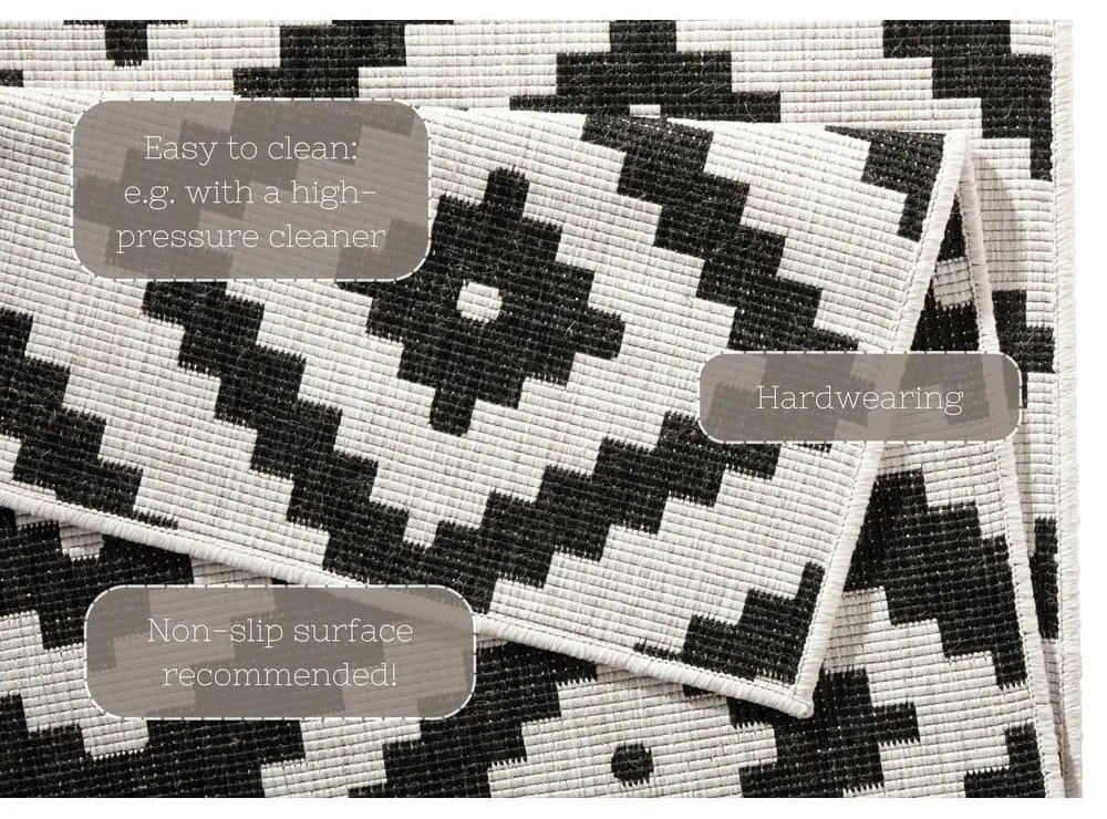 Covor adecvat pentru exterior NORTHRUGS Malta, 200 x 290 cm, negru - crem