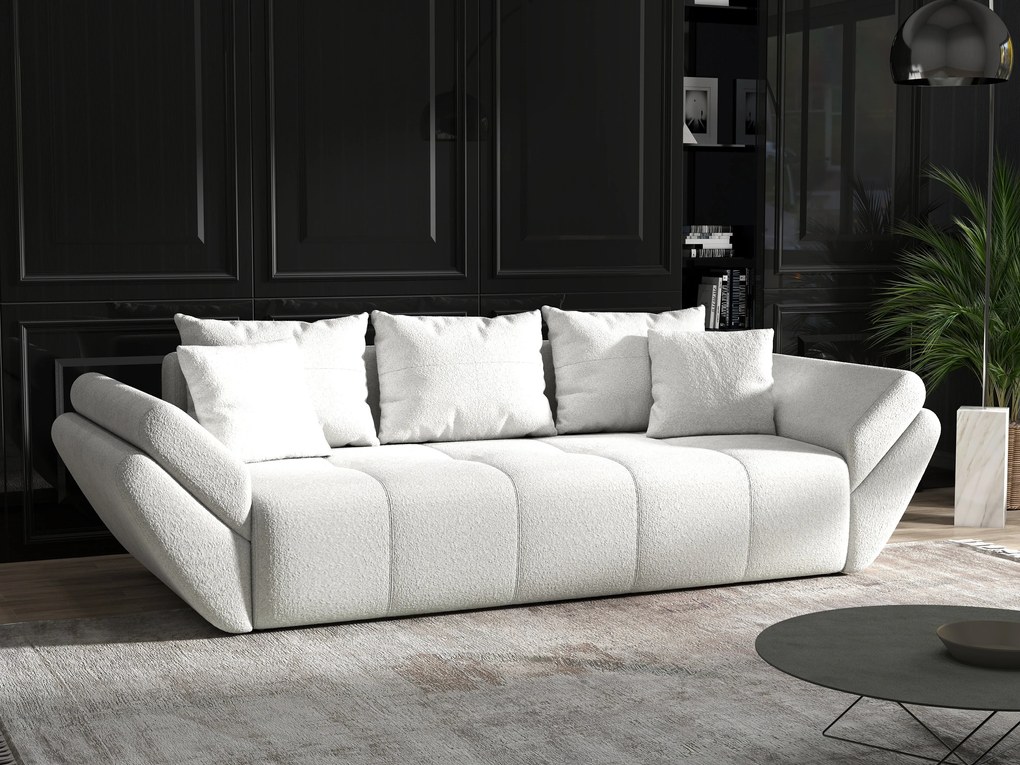 Canapea extensibilă dumonde cu ladă de depozitare si sezut confortabil din spuma high-density, Berlin Euphoria Ivory 250x100 cm