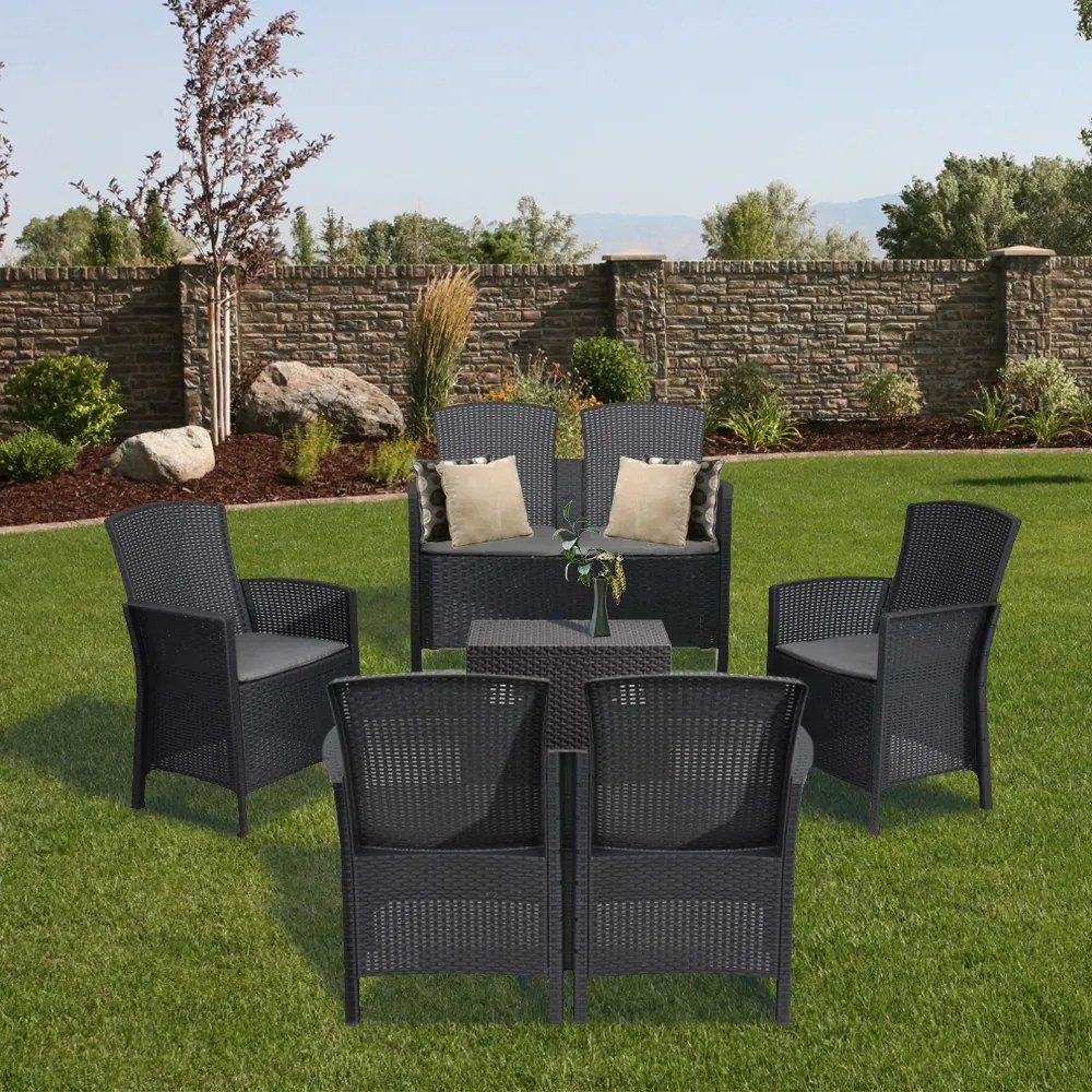 Set de mobilier de grădină Lima II cu 6 locuri, grafit