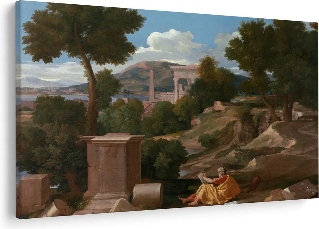 Tablou - Nicolas Poussin, Landscape with Saint John on Patmos, reproducere (90x60 cm)